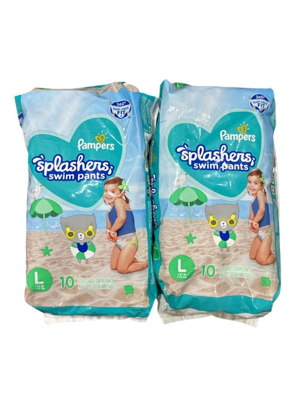 Pampers Splashers Disposable Swim Pants Large 10 Count 2 Packs For Kids 31+ Lbs